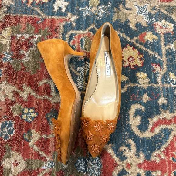 Oscar de la Renta rust orange heels size 7.5 - Picture 4 of 8